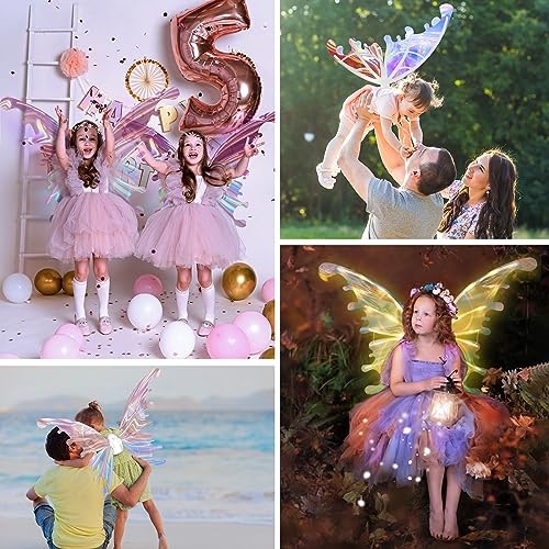 maysida Electric Fairy Wings for Girls, Light Up Moving Butterfly Wings with LED Lights and Music, Toy for Kids as Halloween Valentine Birthday Christmas Party Costume Princess Cosplay Dress Up Gift - Image 3