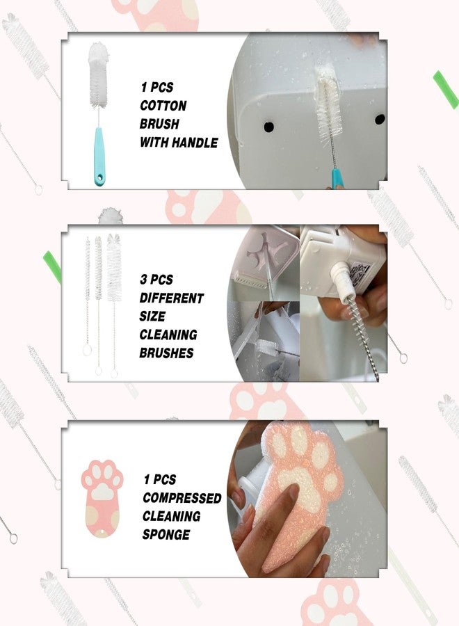طقم تنظيف نوافير مياه الحيوانات الأليفة من AIMAOGOU، 9 قطع، مع إسفنجة مضغوطة وعلبة تخزين، وفرش تنظيف نوافير مياه الكلاب والقطط، يناسب معظم موزعات مياه الحيوانات الأليفة، طقم تنظيف فرشاة تنظيف موزع مياه الشرب للحيوانات الأليفة - Image 4