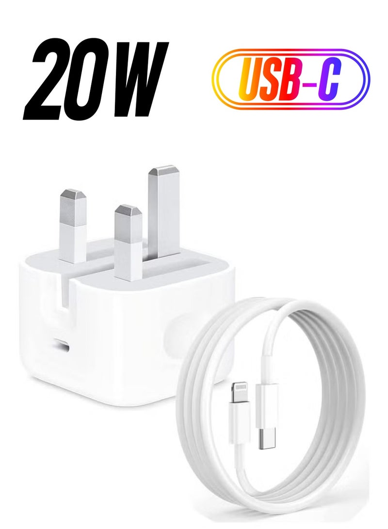 بيوينتي PD 20W USB C Charger Cable Set for iPhone 14 Pro Charger Cord Type C Fast Charging Wall Plug with iPhone Lightning Cable Compatible for iPhone 14 Pro/14 Pro Max/14 Plus/14/13/12/11/Xs, iPad Pro - Image 1