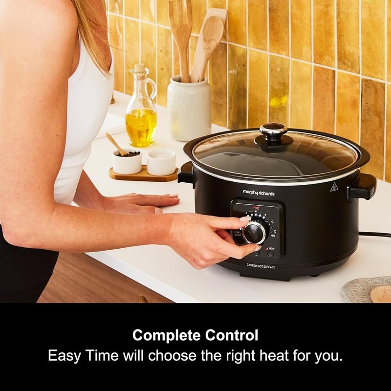 مورفي ريتشاردز قدر الطهي البطيء Morphy Richards سعة 3.5 لتر، تعديلات حرارة أوتوماتيكية، وضع الحفاظ على الدفء، مقاوم للمواقد، مؤشر للعد التنازلي، صالح للغسيل في الغسالة، لون أسود مات، رقم المنتج: 460021 - Image 2