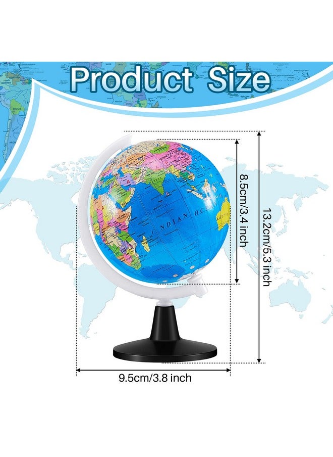12 Pcs World Globe For Kids Learning 3.4 Inches Mini Rotating World Map Globes Educational Globes With Stand Kids Globe Desk Classroom Decorative Globe For Kids Geography Table Decor Blue