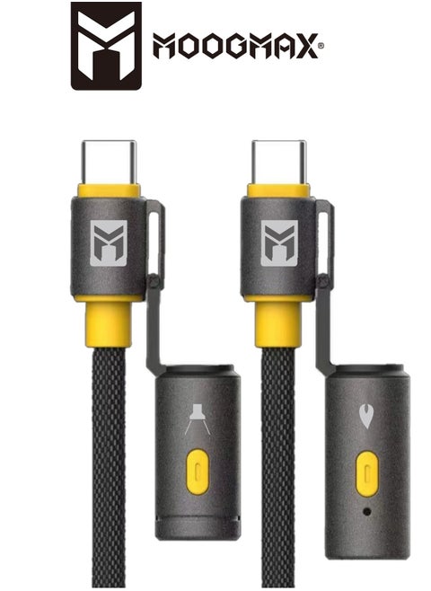 1M Type-C data and charging cable made of non-cutting fabric with a charging power of up to 60W and data transfer of 480 Mbps, equipped with lighting and an electric lighter that works when the cable is connected to a power source, suitable for camping, compatible with iPhone 15 and 16, Samsung and other phones that support Type-C