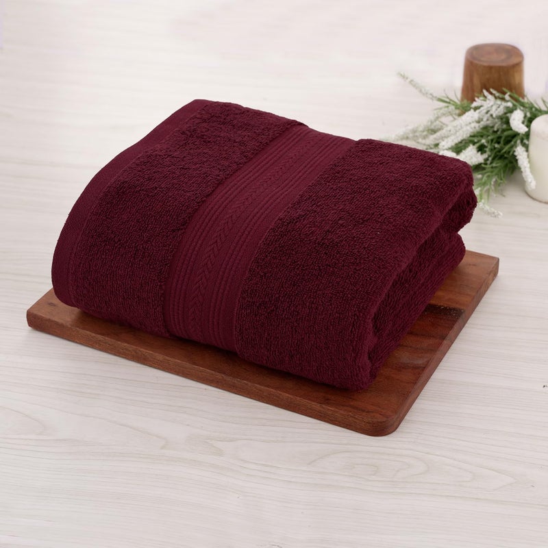 Himeya 100 Cotton Towels for Bath Large Size Bath Towel 500 GSM 1 Piece Bath Towel for MenWomen 70 cms x 140 cms Wine Red