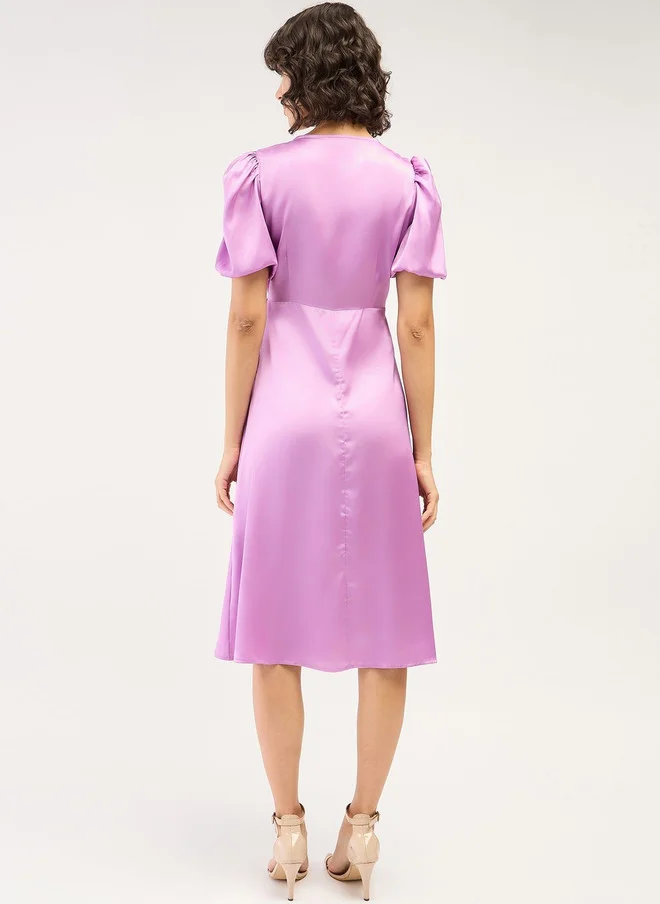 Salt Attire  SALT ATTIRE Puff Sleeve Crepe Midi Dress for Women | Best Price UAE