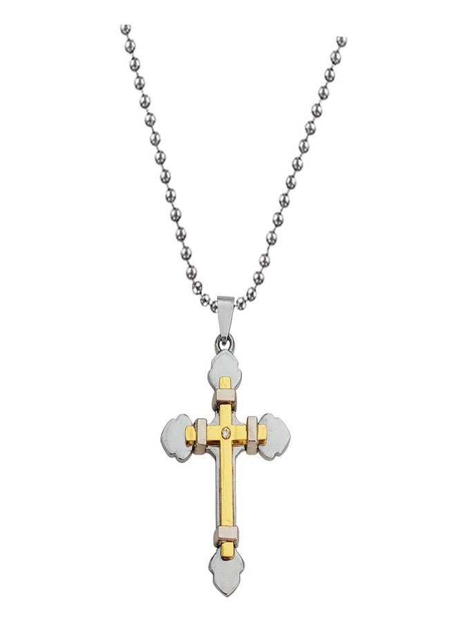 Sullery Christmas Gift Lord Holy Jesus Christ Crucifix Cross Locket Gold Stainless Steel 01 Necklace Pendant for Men and Women - Image 1