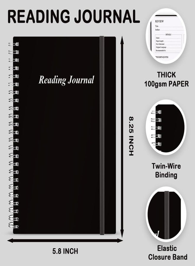 Getvow Reading Journal - Review and Track Your Reading Progress with 72 Book Reviews - Book Journal Reading Log Journal with Back Pocket, 5.8" x 8.3", Black - Image 2