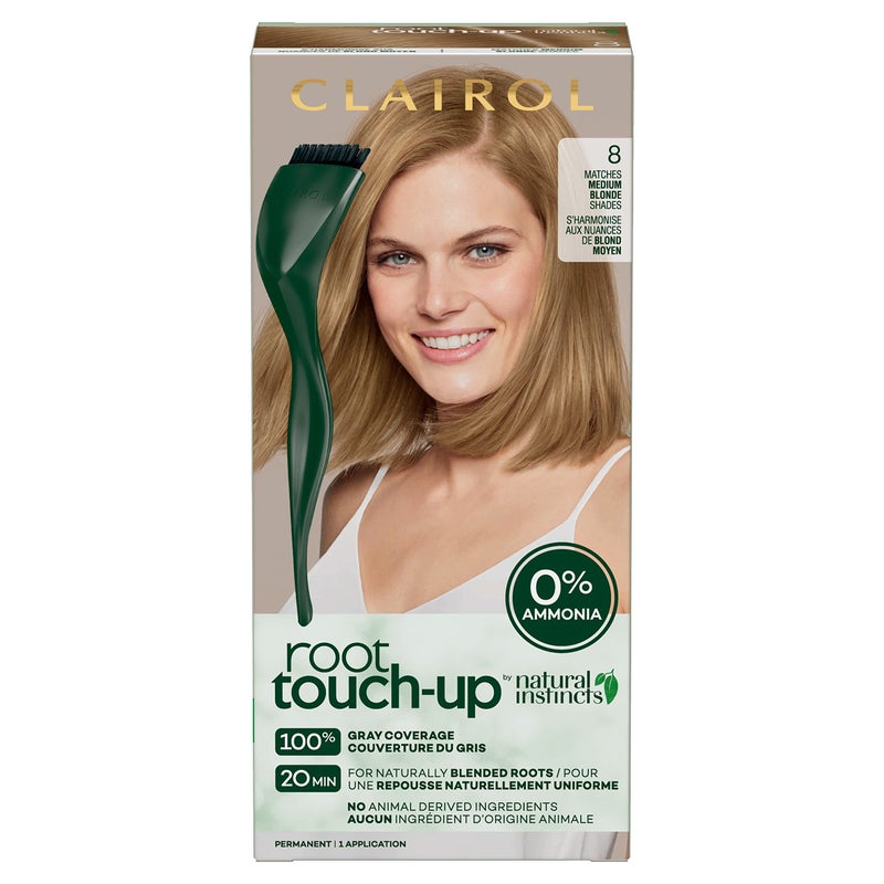 Clairol Root Touch-Up by Natural Instincts Permanent Hair Dye, 8 Medium Blonde Hair Color, Pack of 1 - Image 1