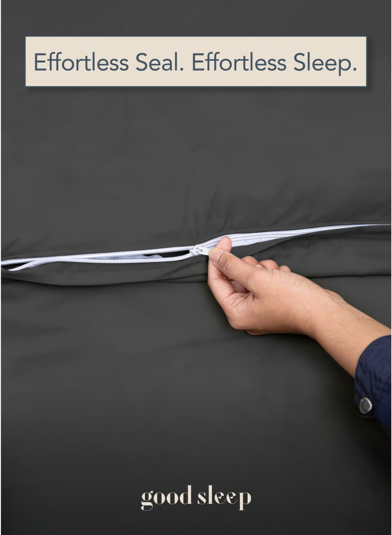 Good Sleep Premium Dual Colour Duvet Set – 6-Piece Grey | King Size 220x240 cm | Ultra-Soft, Wrinkle-Resistant & Made in Dubai | Includes Duvet Cover, Fitted Sheet & 4 Pillowcases - Image 5