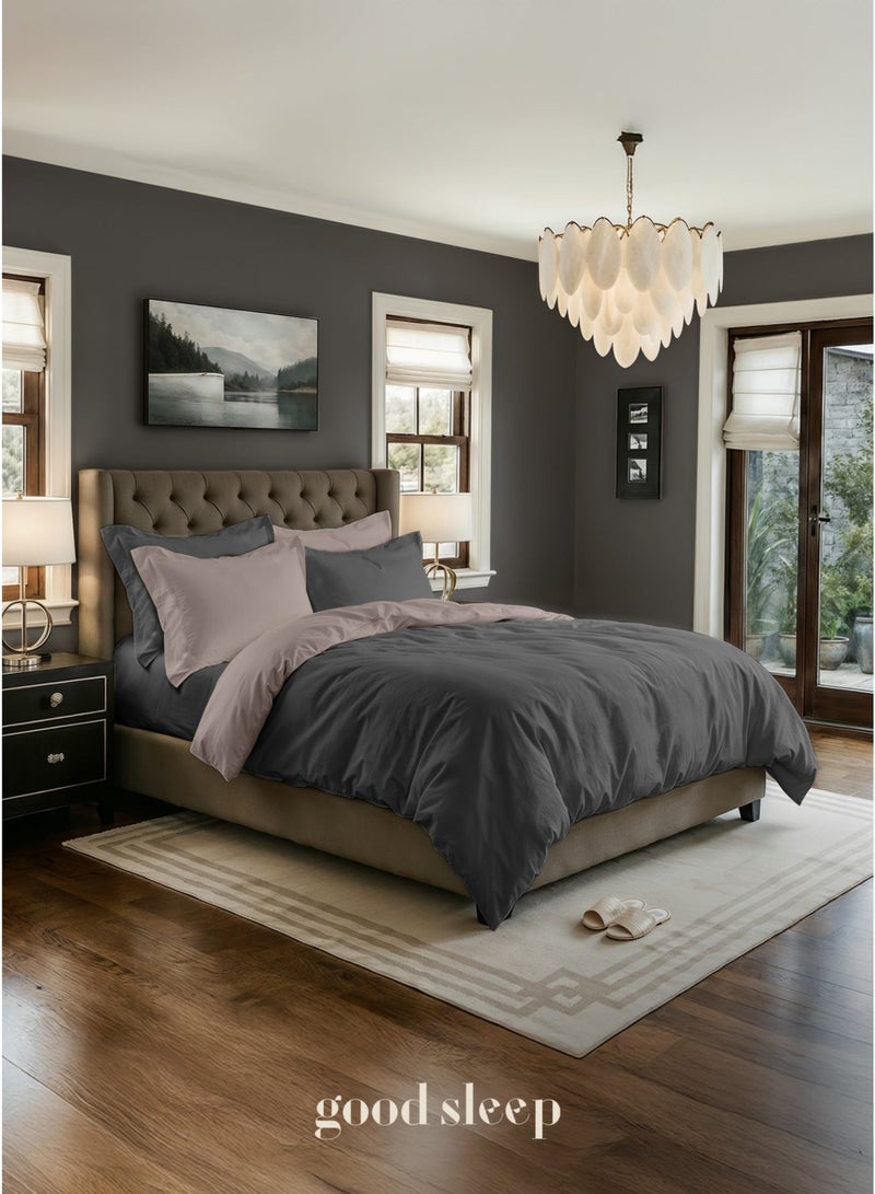 Good Sleep Premium Dual Colour Duvet Set – 6-Piece Grey | King Size 220x240 cm | Ultra-Soft, Wrinkle-Resistant & Made in Dubai | Includes Duvet Cover, Fitted Sheet & 4 Pillowcases - Image 4