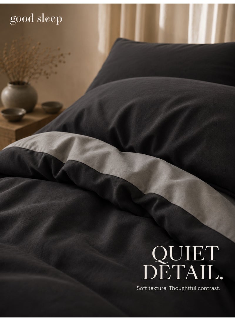 Good Sleep King Size Duvet Cover Set | 6 Piece Reversible | 220x240 cm | Grey Dual-Tone | Duvet Cover with Deep-Pocket Fitted Sheet & 4 Pillowcases | Ultra-Soft, Wrinkle-Free | Made in Dubai - Image 4