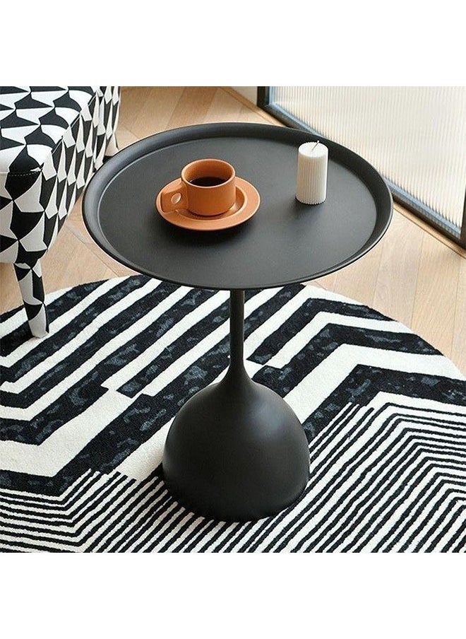 DAREU - Modern Round Coffee Table, Iron End Table for Living Room, Sofa Table, Small Table with Durable Design, Smooth Edges, and Stable Base (Black) - Image 1