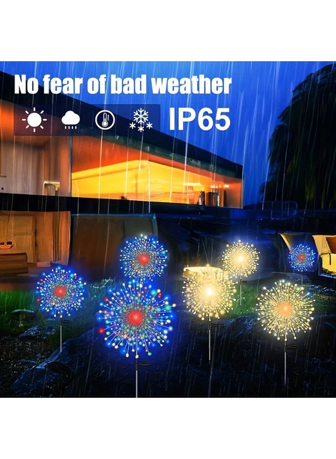 Solar Firework Lights 90LEDs 8 Lighting Modes Outdoor Smart Sensing Warm White Garden Decor - Image 5