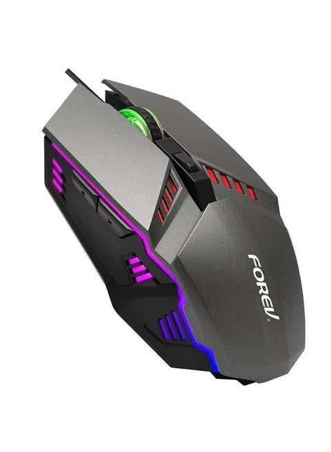 Forev FV-Q3 RGB Wired Gaming Mouse – Adjustable DPI (800/1200/1600), 7-Color Breathing Lights, 4 Buttons, Ergonomic Design – USB Optical Mouse for PC & Laptop