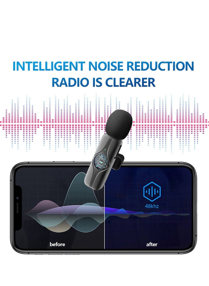 KASTWAVE - Wireless Lavalier Microphone for iPhone, iPad - Cordless Omnidirectional Condenser Recording Mic for TikTok, Facebook, Phone Video Recording, Interview, Vlog, Auto Sync and Noise Reduction(Black) - Image 1