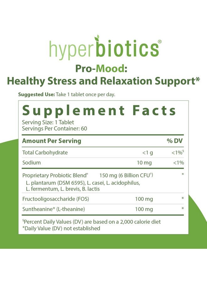 Hyperbiotics Pro Mood Gutbrain ; Vegan Probiotics For Women Men Adults ; Time Released Tablets ; 1 Per Day ; 60 Count - Image 2