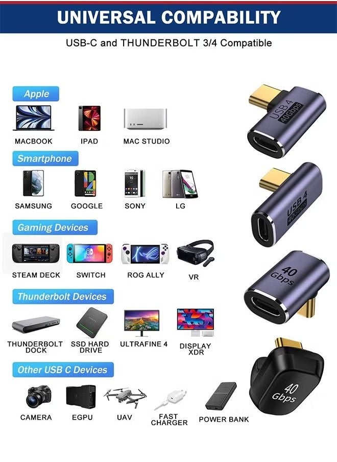 Generic - 90 Degree Right Angle USB C Male to USB C Female Adapter, Up and Down USB Type C Adapter Extender for Steam Deck, ROG Ally, Switch, Notebook, PC, Tablet, Phone and More - Image 1