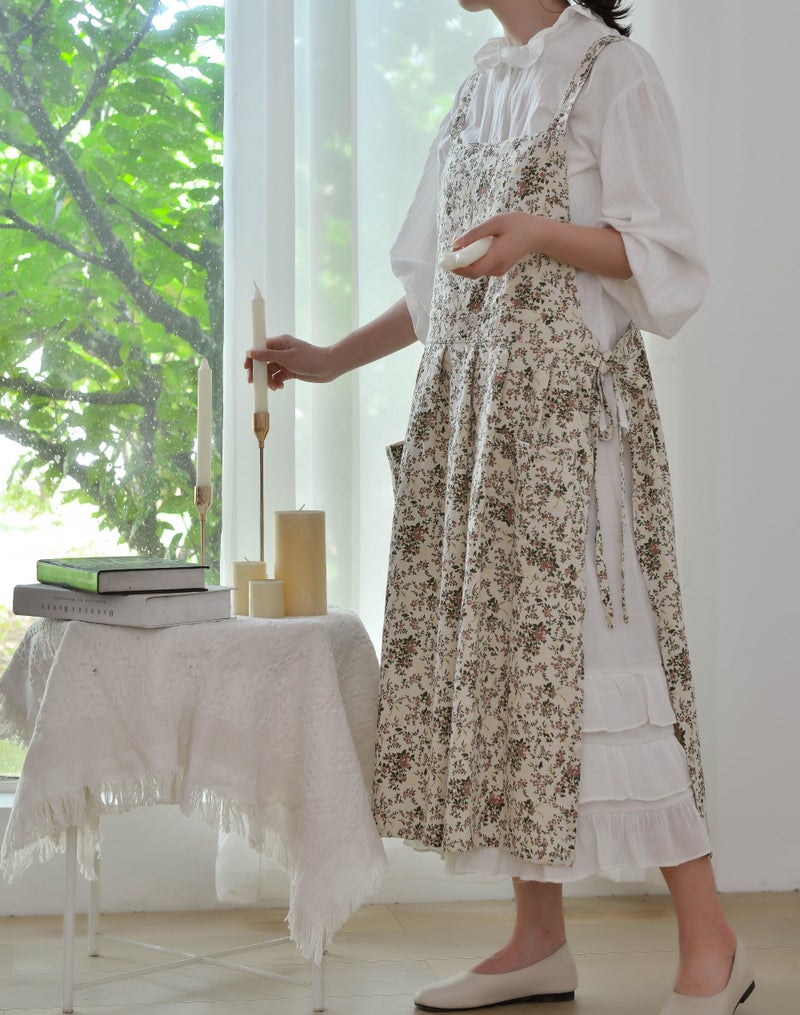 Hawholm Japanese apron Women-Cross Back Apron for Women with Pockets, Pinafore Aprons, Womens Cotton Linen Apron - Image 5