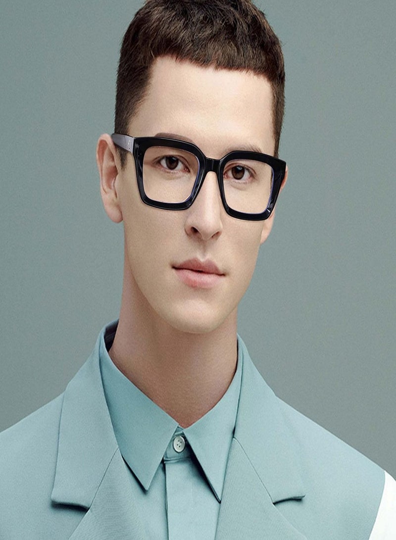 Captaintech Classic Non-prescription Clear Lens Eyeglasses for Women Men, 2Pcs Fashion Vintage Square Thick Frame Fake Eyeglasses, Anti-Blue Light Full Frame Retro Fashion Simple Frame Glasses for Travel Holiday - Image 5