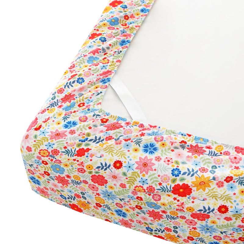 Mooreeke Cozy Floral Microfiber Printed Floral Full Sheet Set - Soft & Breathable Colorful Flower Custers Bed Sheets with Extra Deep Pocket - Non-Slip Fitted Design - Colorful Flower Pattern - Full - Image 5