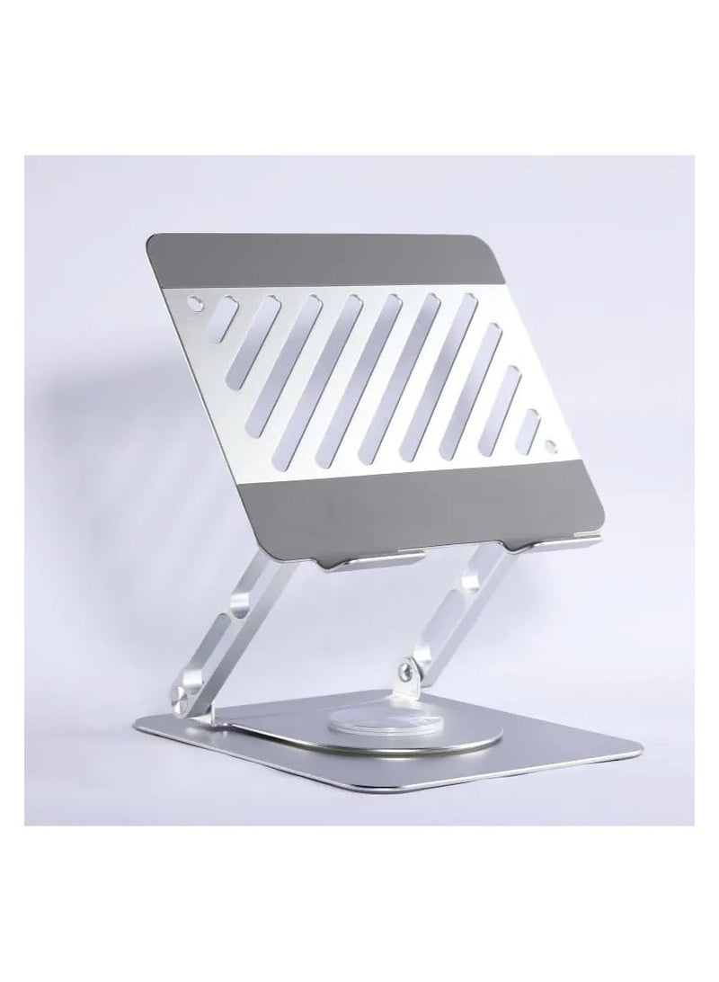 360° Rotatable Laptop Stand | Adjustable Height Laptop Desk Stand | Made of Polished Stainless Steel | Compatible with MacBook Pro/Air, Notebooks up to 16 inches (Silver, Single Piece) - Image 1