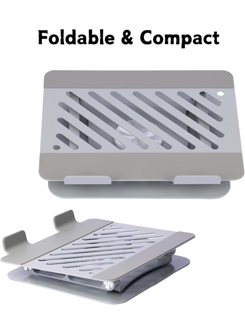 360° Rotatable Laptop Stand | Adjustable Height Laptop Desk Stand | Made of Polished Stainless Steel | Compatible with MacBook Pro/Air, Notebooks up to 16 inches (Silver, Single Piece) - Image 2