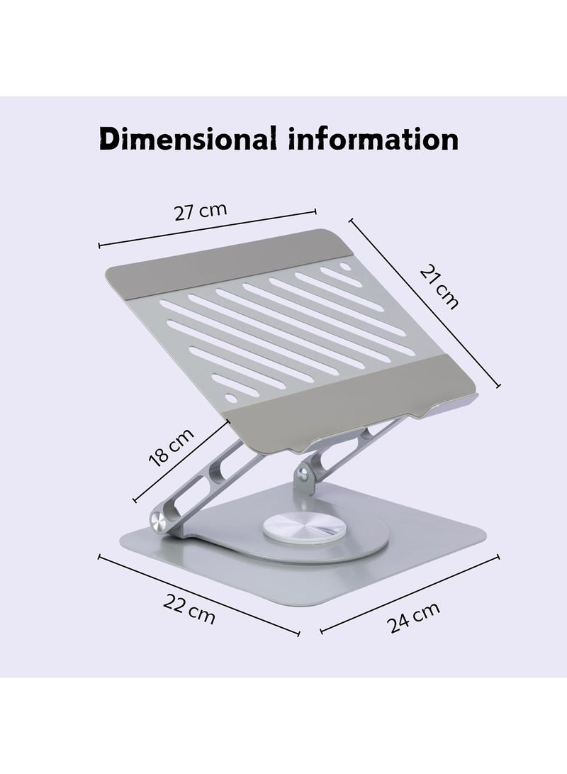 360° Rotatable Laptop Stand | Adjustable Height Laptop Desk Stand | Made of Polished Stainless Steel | Compatible with MacBook Pro/Air, Notebooks up to 16 inches (Silver, Single Piece) - Image 3