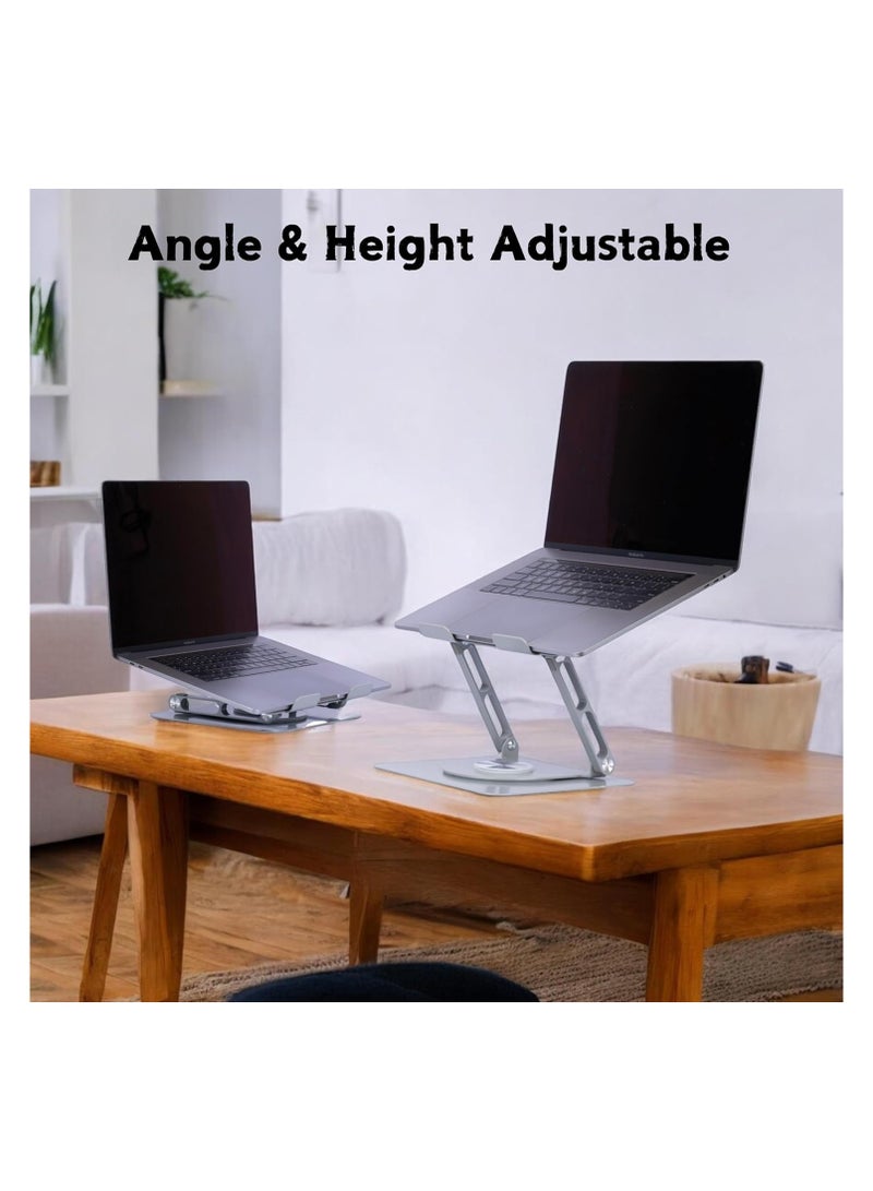 360° Rotatable Laptop Stand | Adjustable Height Laptop Desk Stand | Made of Polished Stainless Steel | Compatible with MacBook Pro/Air, Notebooks up to 16 inches (Silver, Single Piece) - Image 4