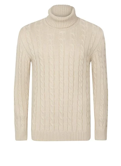 FELIX HARDY Cable Knit Turtleneck Pullover