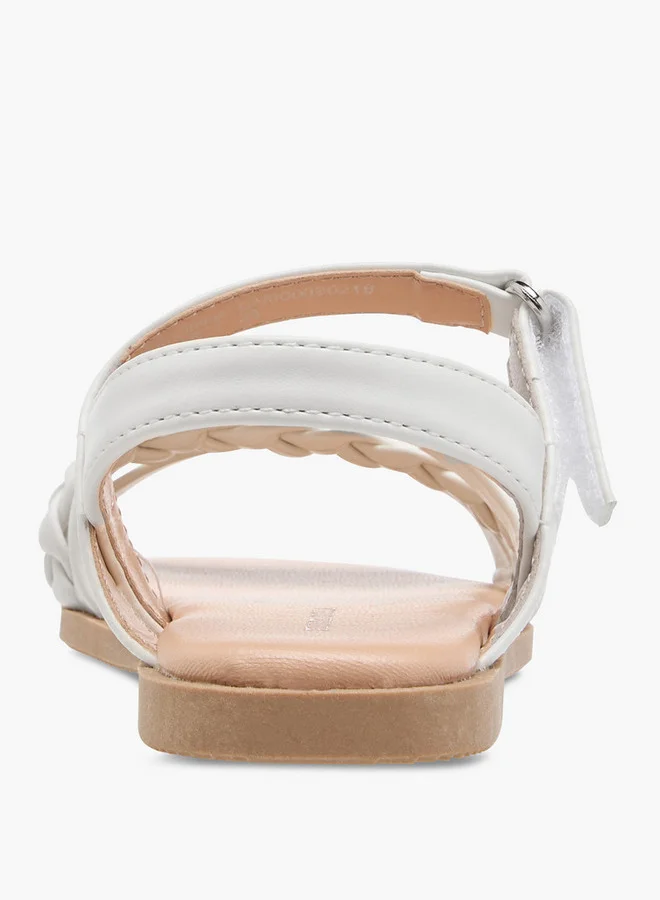 Flora Bella By Shoexpress Girls Braided Sandals with Hook and Loop Closure