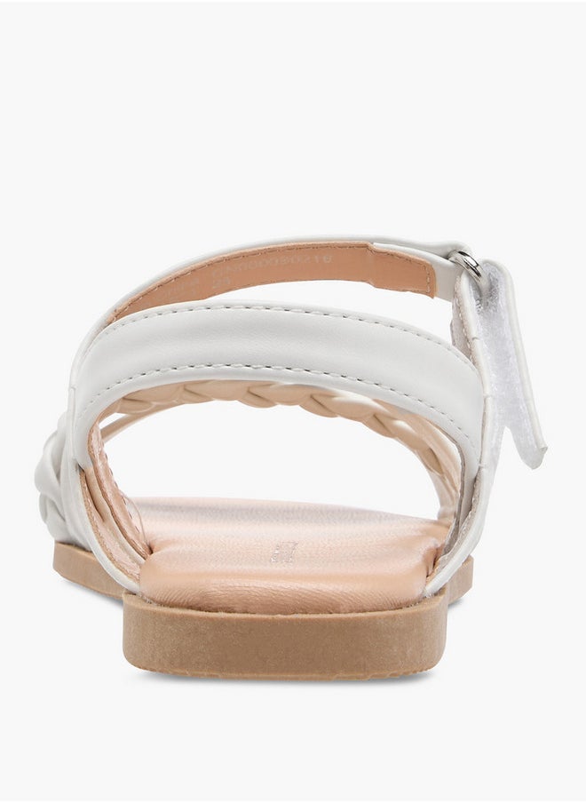 Flora Bella By Shoexpress Girls Braided Sandals with Hook and Loop Closure  - Image 4