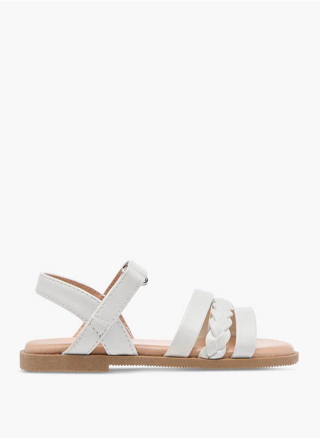 Flora Bella By Shoexpress Girls Braided Sandals with Hook and Loop Closure  - Image 2