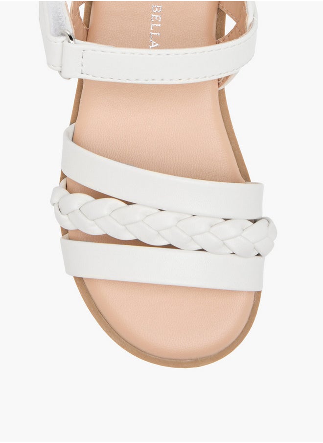 Flora Bella By Shoexpress Girls Braided Sandals with Hook and Loop Closure  - Image 3