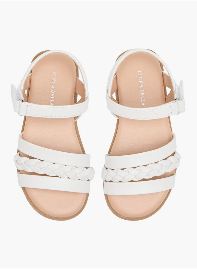 Flora Bella By Shoexpress Girls Braided Sandals with Hook and Loop Closure  - Image 1