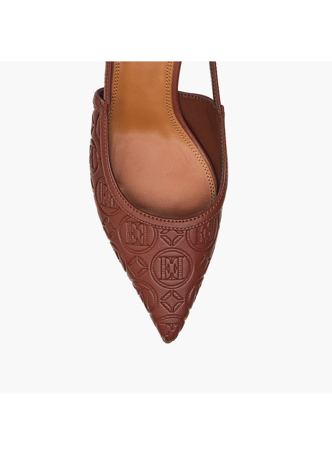 ELLE Women's Monogram Detail Shoes with Buckle Closure and Stiletto Heels  - Image 4