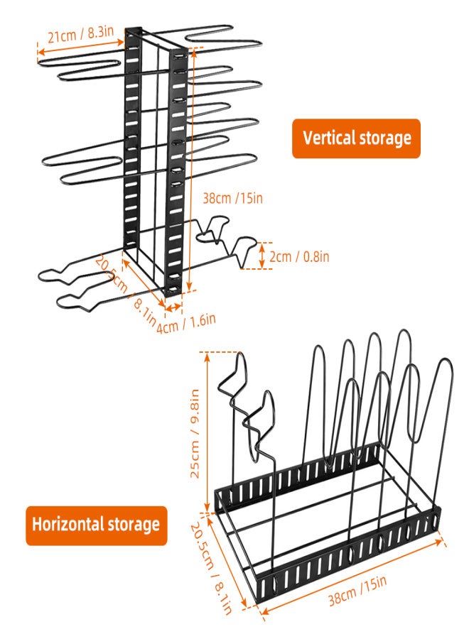 ikayaa 8 Tier Pot and Pan Rack Pot Organizer with 3 DIY Methods Metal Rack for Kitchen Cabinet Organization and Storage - Image 5