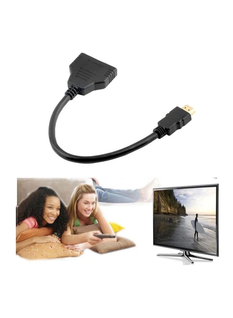 1/2 HDMI Splitter 1 In 2 HDMI Adapter Cable For PC DVD TV HDTV  - Image 2