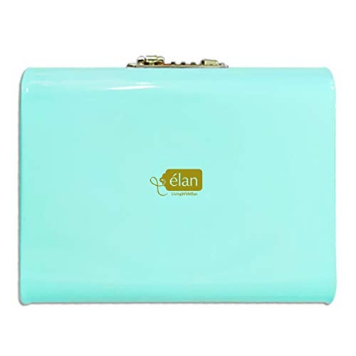 Elan Vintage Storage Trunk, Jewelry & Makeup Storage chest w/lock (Secret, Metal, Aqua) - Image 5
