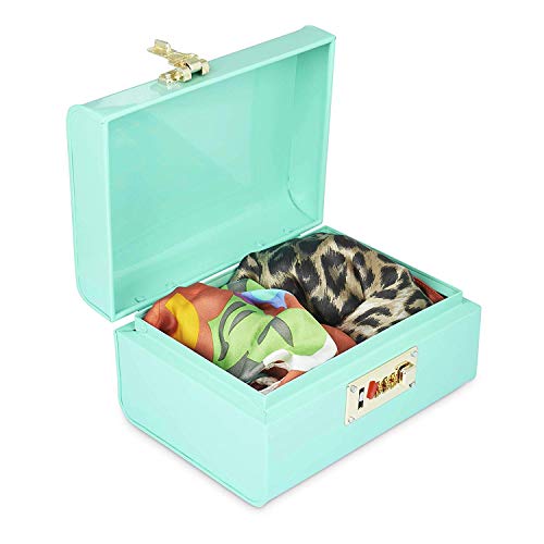 Elan Vintage Storage Trunk, Jewelry & Makeup Storage chest w/lock (Secret, Metal, Aqua) - Image 3