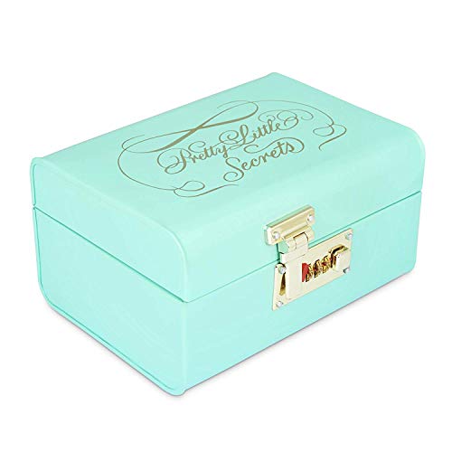 Elan Vintage Storage Trunk, Jewelry & Makeup Storage chest w/lock (Secret, Metal, Aqua) - Image 1