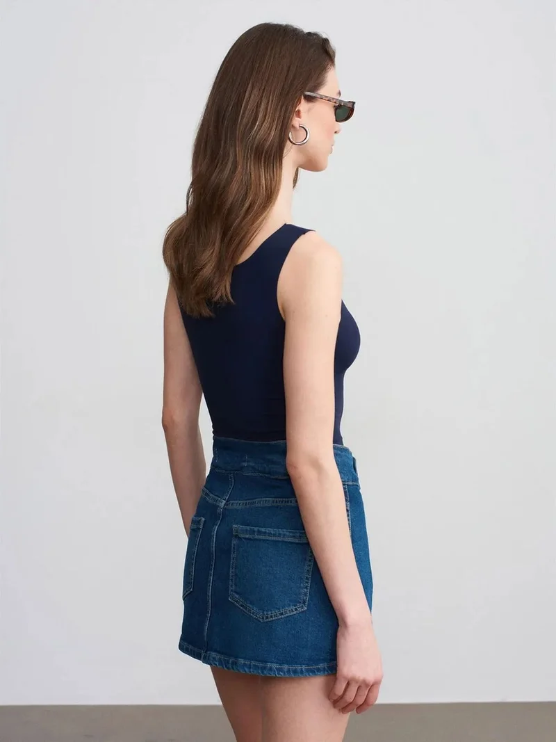 Dilvin DILVIN Fitted Sleeveless Cotton-blend Cami Blouse