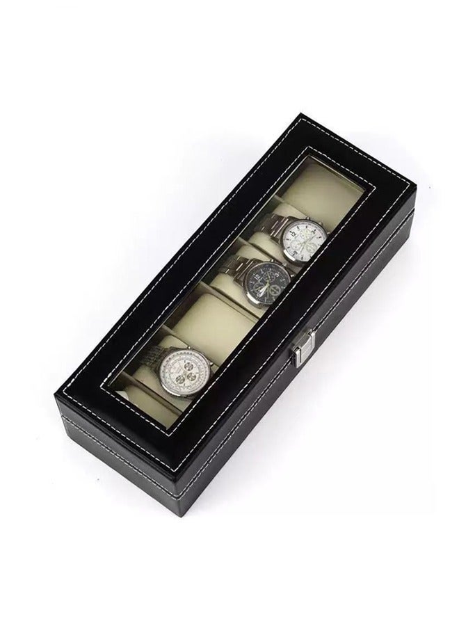 صندوق تخزين الساعات الجلدي ذو 6 أوضاع، صندوق عرض الساعات الجلدي الشفاف متعدد الأوضاع، صندوق تخزين الساعات عالي الجودة للأعمال، صندوق تخزين الساعات الجلدي للساعات، صندوق تخزين الساعات الجلدي، صندوق مجموعة الساعات عالي الجودة، صندوق المجوهرات المنزلية - Image 5