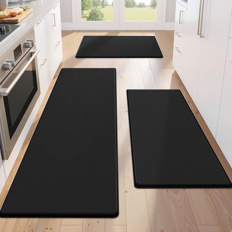 KitchenClouds Kitchen Mats for Floor,3PCS Kitchen Rugs,Non Slip Anti Fatigue for Kitchen Floor,Waterproof Kitchen Sink Mat,Cushioned Standing and Comfort Mats for Office,Grey - Image 1