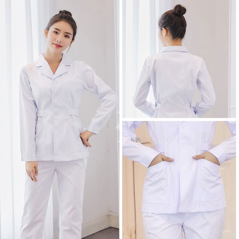 White Lab Coat Short-Sleeved Short Split Suit Nurse'S Clothing Long-Sleeved Doctor'S Labor Insurance Nursing Clothing Hospital Medical Work Clothes - Image 4