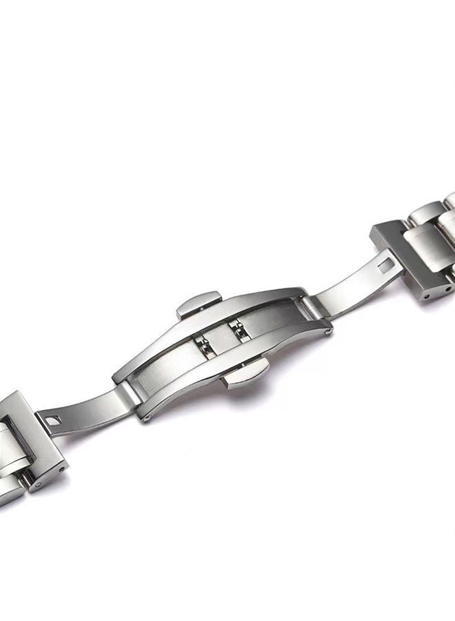 O Ozone حزام معدني لساعة سامسونج جالاكسي 4 40 ملم 44 ملم/ساعة جالاكسي 4 كلاسيك/أكتيف 2 40 ملم 44 ملم/ساعة جالاكسي 3 41 ملم 7 خرز 20 ملم سوار بديل من الفولاذ المقاوم للصدأ الصلب للرجال فضي - Image 3