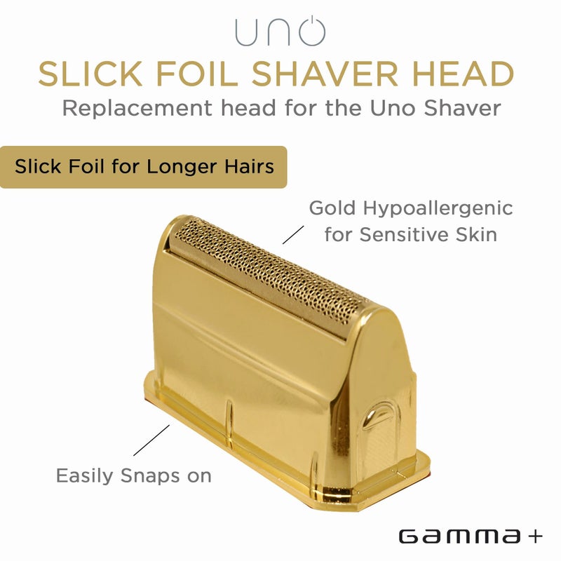 Gamma+ Replacement Gold Titanium Slick Foil Head for The Uno Men's Shaver, Designed for Longer Facial Hairs, Snaps On - Image 3
