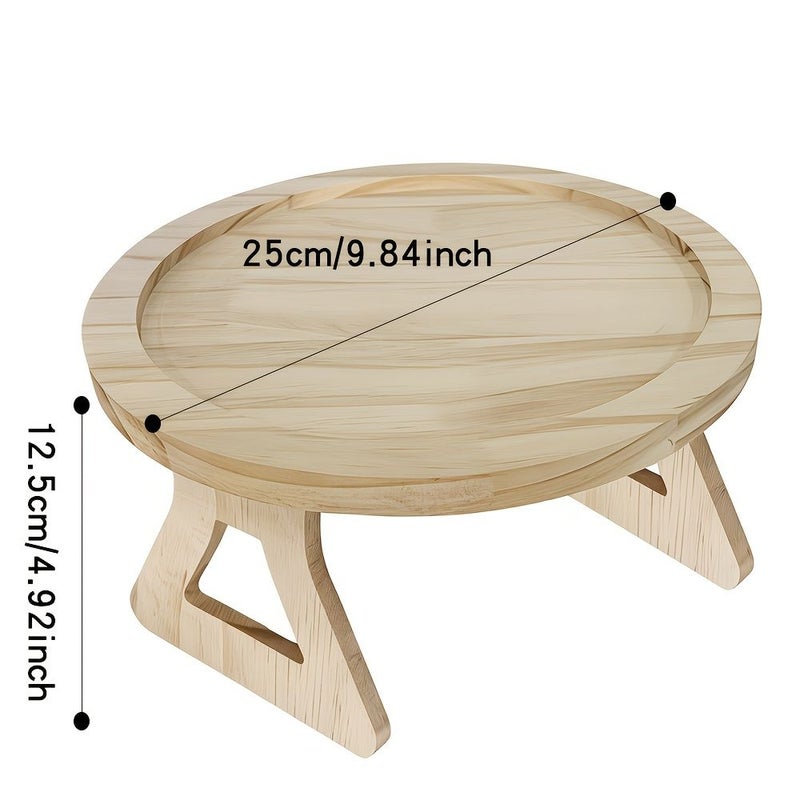 Solid Wood Sofa Armrest Tray With Foldable Design And Cup Holder - Image 2