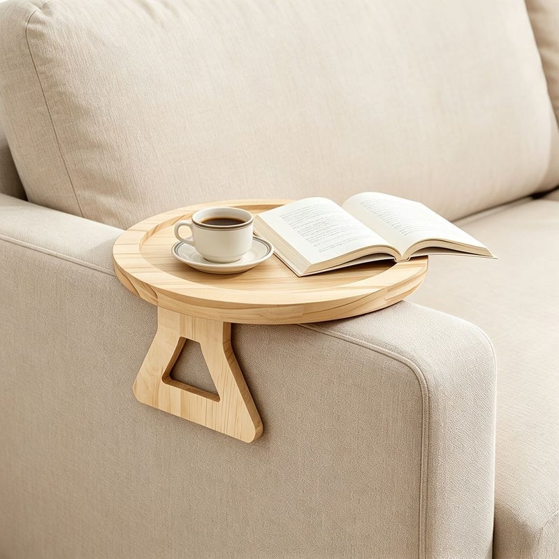Solid Wood Sofa Armrest Tray With Foldable Design And Cup Holder - Image 5
