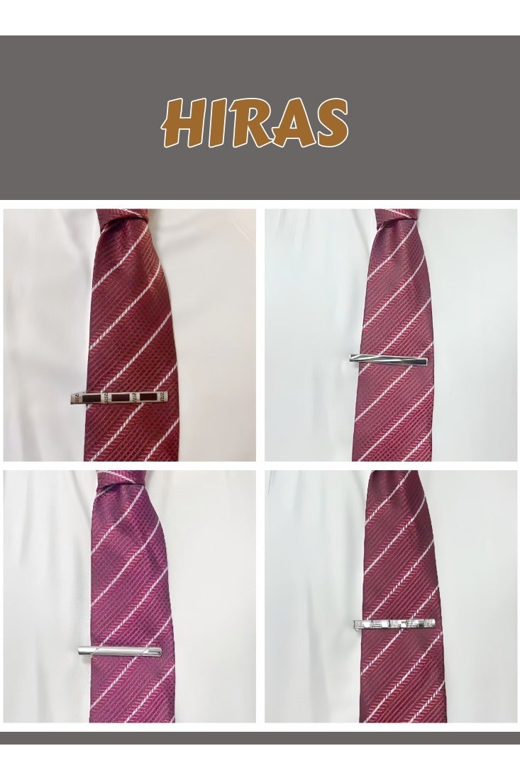 Hiras 4 Pack Tie Clips Set for Men, Classic Tie Clip Silver Black Necktie Tie Clips, Suitable for Wedding Anniversary Business and Daily Life - Image 2