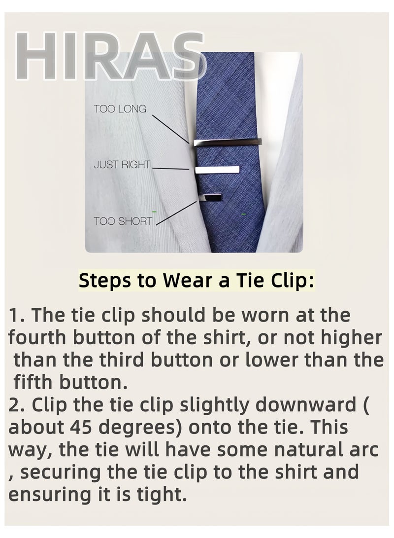 Hiras 4 Pack Tie Clips Set for Men, Classic Tie Clip Silver Black Necktie Tie Clips, Suitable for Wedding Anniversary Business and Daily Life - Image 4