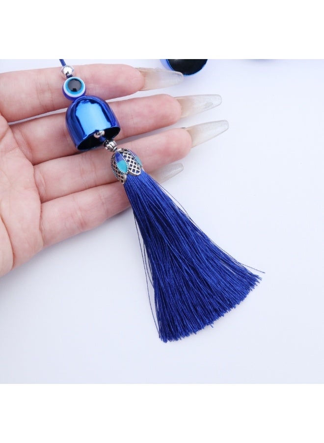 الواحة-TH 5 أجراس الرياح جرس للمنزل الإيجابي, العناصر الزرقاء العين ديكور المنزل, المعدنية الرياح جرس 5 أجراس الزرقاء سحر لحماية الحظ الجيد - Image 3